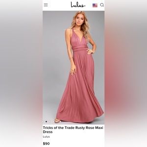 Lulus Tricks of the Trade Rusty Rose Maxi Dress